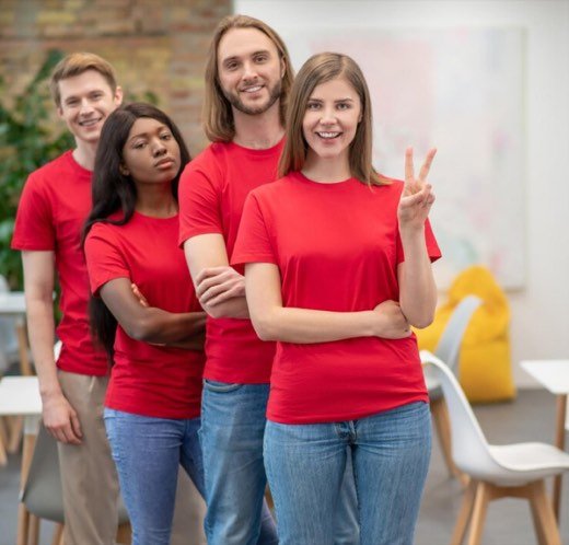 Students and volunteers in an education support program